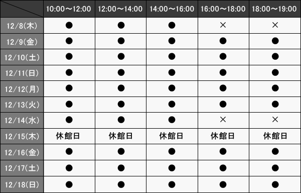 開催期間 表